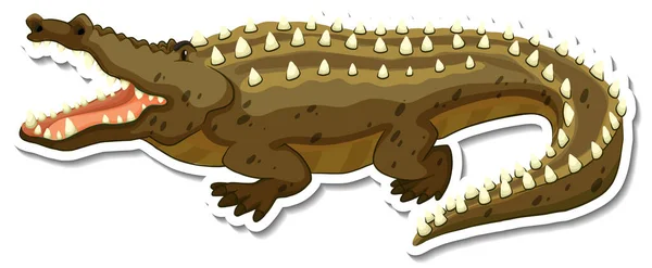 Modello Adesivo Coccodrillo Cartone Animato Personaggio Illustrazione — Vettoriale Stock