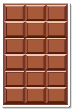 Beyaz arkaplan illüstrasyonuna izole edilmiş çikolata çubuğu