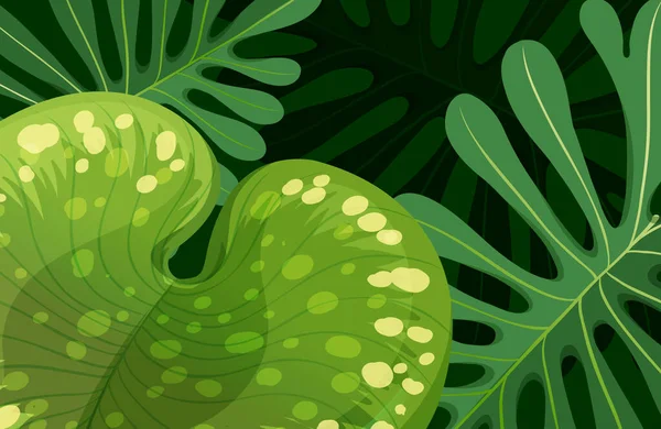緑の熱帯の葉の背景イラスト — ストックベクタ