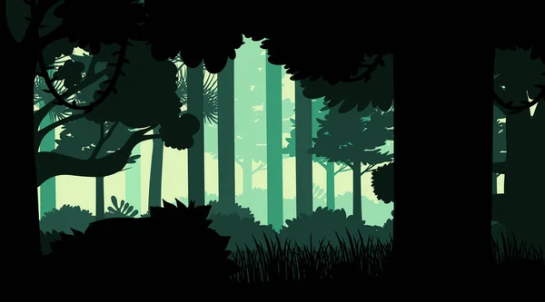 Silhouette Jungle Landscape Background Illustration — Stock Vector