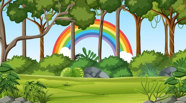 天空中彩虹映衬的自然景观背景 — 图库矢量图片