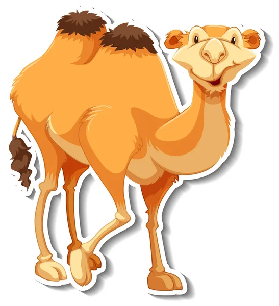 Sticker Template Camel Cartoon Character Illustration — Stock Vector