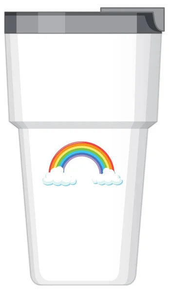 Ein Weißer Thermokolben Mit Abbildung Eines Regenbogenmusters — Stockvektor