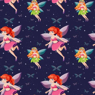 Peri masalı temalı kusursuz desen