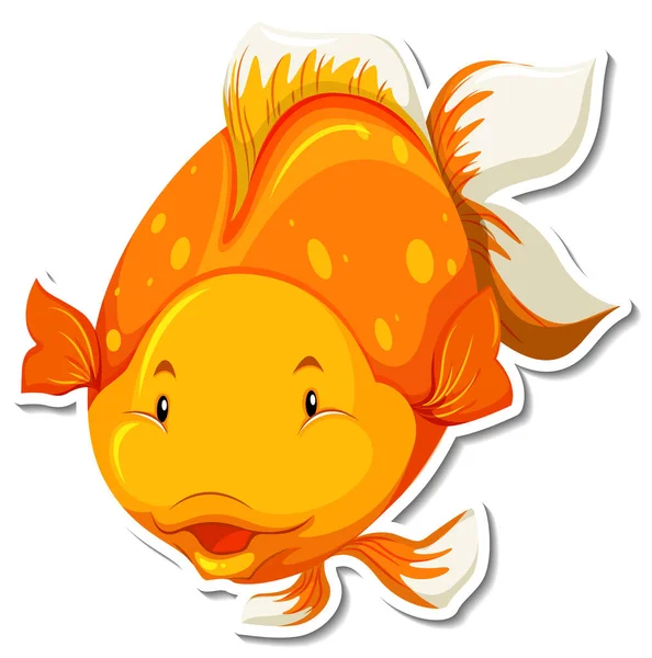 Niedlichen Goldenen Fisch Cartoon Figur Aufkleber Illustration — Stockvektor