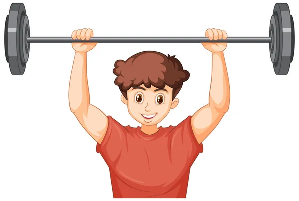 Seorang Pemuda Dengan Ilustrasi Latihan Otot Berat Badan - Stok Vektor