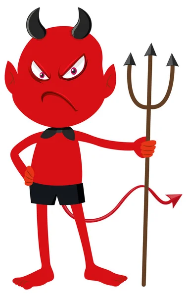 Червоний Диявол Мультяшний Персонаж Ілюстрацією Вираження Обличчя — стоковий вектор
