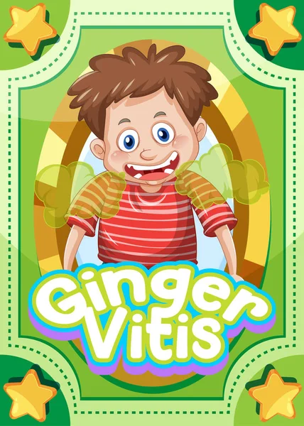 Karaktärskort Med Ord Ginger Vitis Illustration — Stock vektor