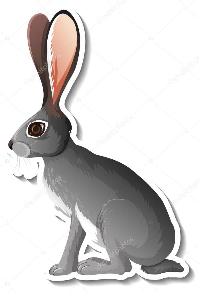 A sticker template of rabbit cartoon character illustration