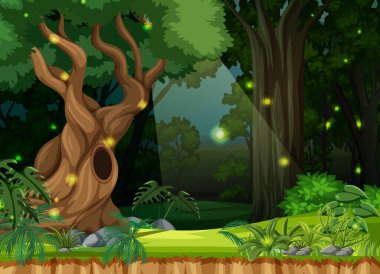 Büyülü orman manzarası arkaplan çizimi