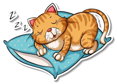 Kedi çizgi film karakteri illüstrasyonunun bir etiket şablonu