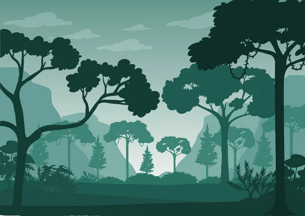 Illustration Fond Paysage Forêt Silhouette — Image vectorielle
