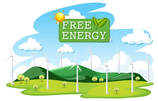 Énergie Verte Générée Par Les Éoliennes Illustration — Image vectorielle