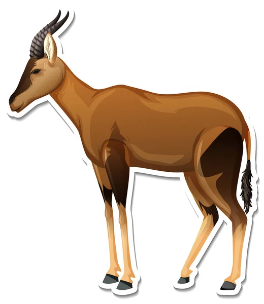 Sticker Template Antelope Cartoon Character Illustration — Stock Vector