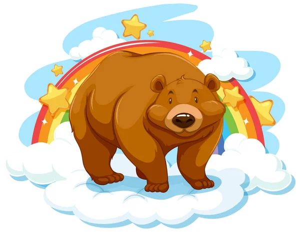 Grizzly Beer Wolk Met Regenboog Illustratie — Stockvector