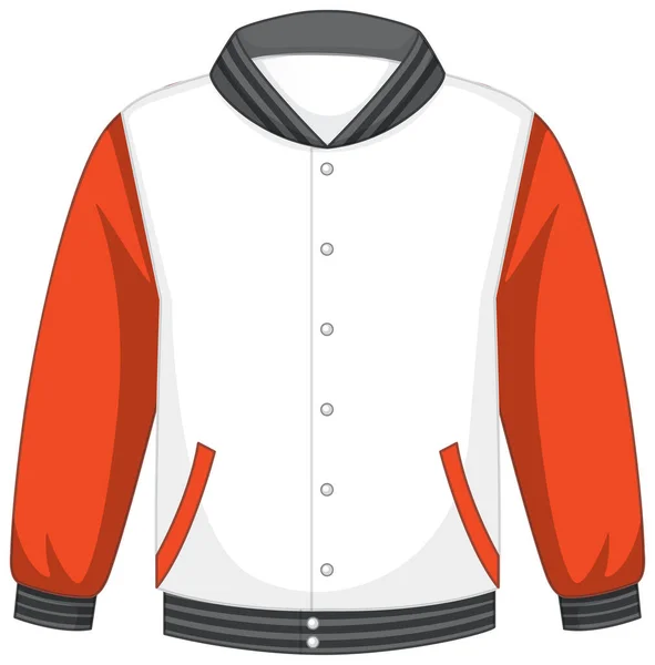 Frente Chaqueta Básica Bombardero Blanco Naranja Ilustración Aislada — Vector de stock