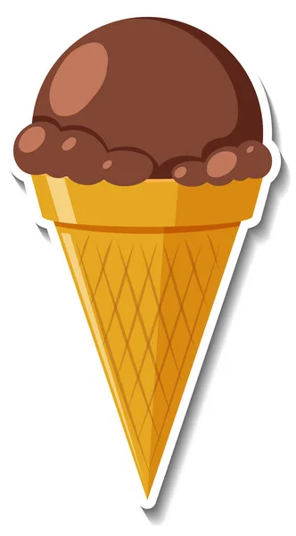 松饼锥形贴纸上的巧克力冰淇淋 — 图库矢量图片