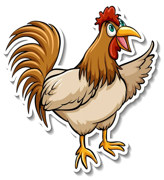 Egy Aranyos Csirke Rajzfilm Állat Matrica Illusztráció — Stock Vector