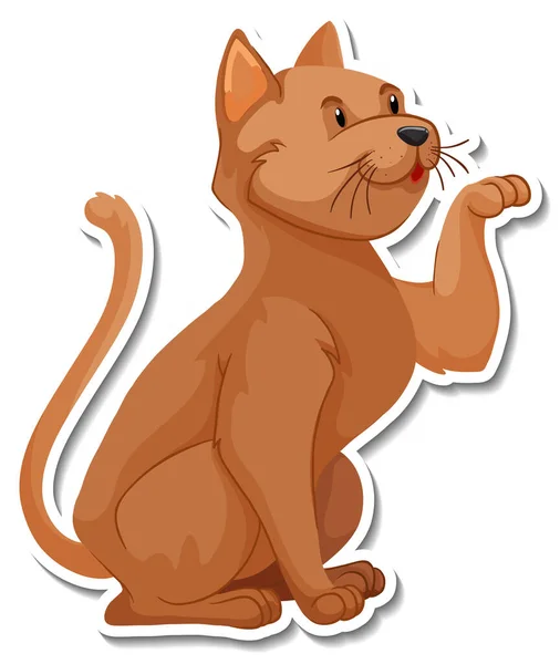 Sticker Template Cat Cartoon Character Illustration — Stock Vector