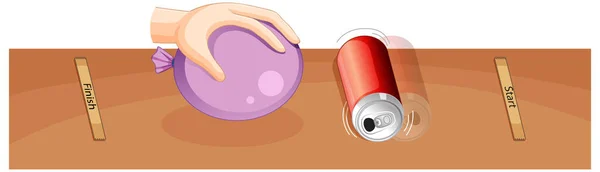 Nauka Statyczne Elektryczności Eksperyment Balonem Aluminium Może Ilustracji — Wektor stockowy