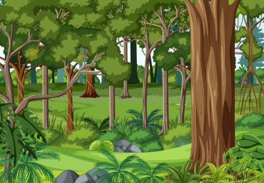 Doğa orman manzarası arkaplan çizimi