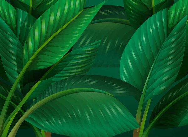 Folhas Verdes Tropicais Fundo Ilustração — Vetor de Stock