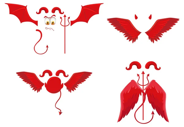 Set Devil Angel Object Decor Illustration — Stock Vector