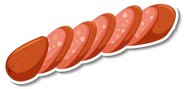 Salami Korv Klistermärke Vit Bakgrund Illustration — Stock vektor