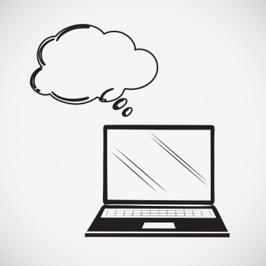 boş bir belirtme çizgisi ile bir dizüstü bilgisayar basit bir kroki