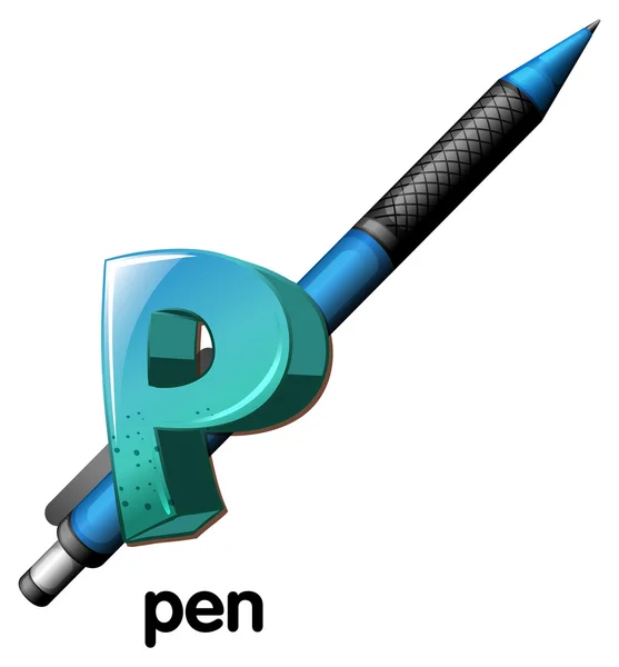 Een brief p voor pen — Stockvector