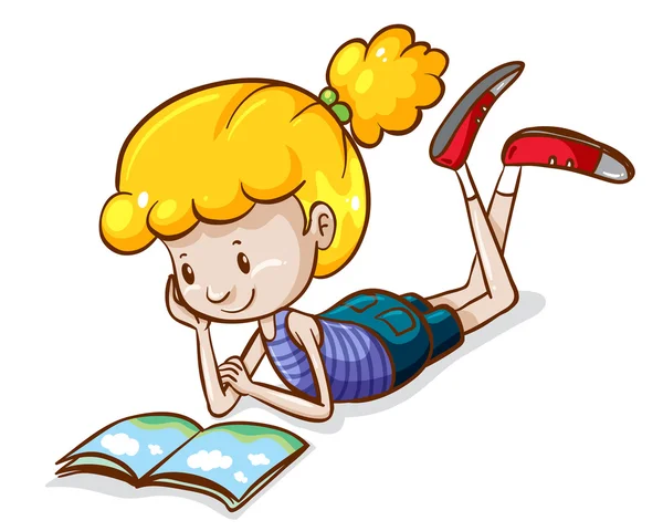 Jednoduchá skica dívky čtení — Stockový vektor