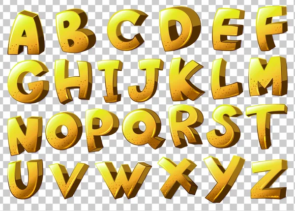 Alfabet i gul färg — Stock vektor