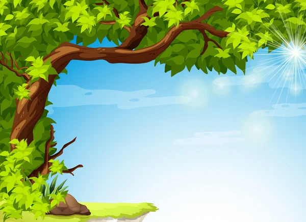 A tree with green leaves and the clear blue sky — Stock Vector