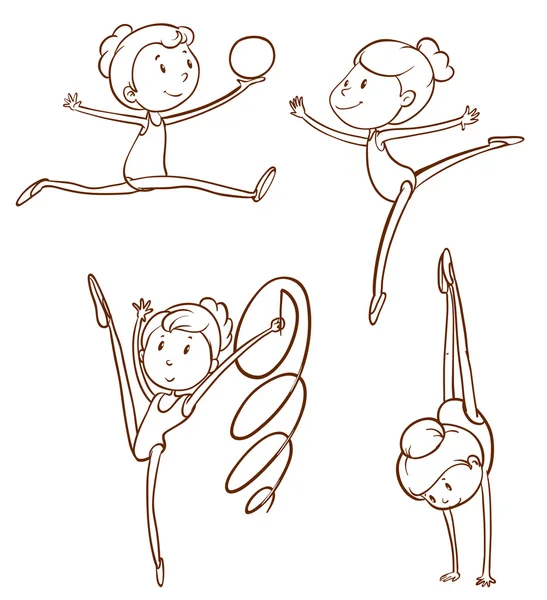 Bocetos simples de los gimnastas — Archivo Imágenes Vectoriales