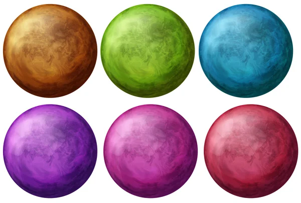 Six colorful balls — Stock Vector