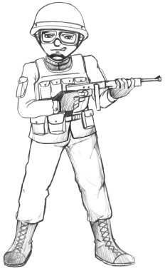 A simple sketch of a soldier clipart