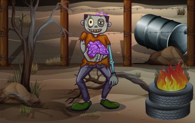 çöl, korkunç bir zombi