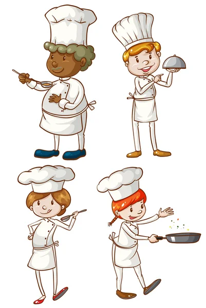 Chefs masculinos e femininos — Vetor de Stock