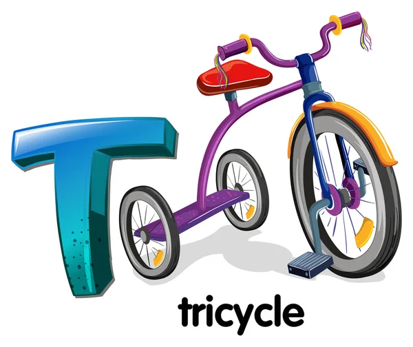 A letter T for tricycle — Stock Vector