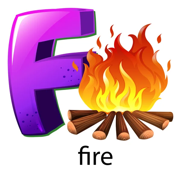 Una letra F de fuego — Vector de stock