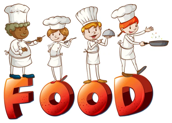 Food artwork with chefs — Stock Vector