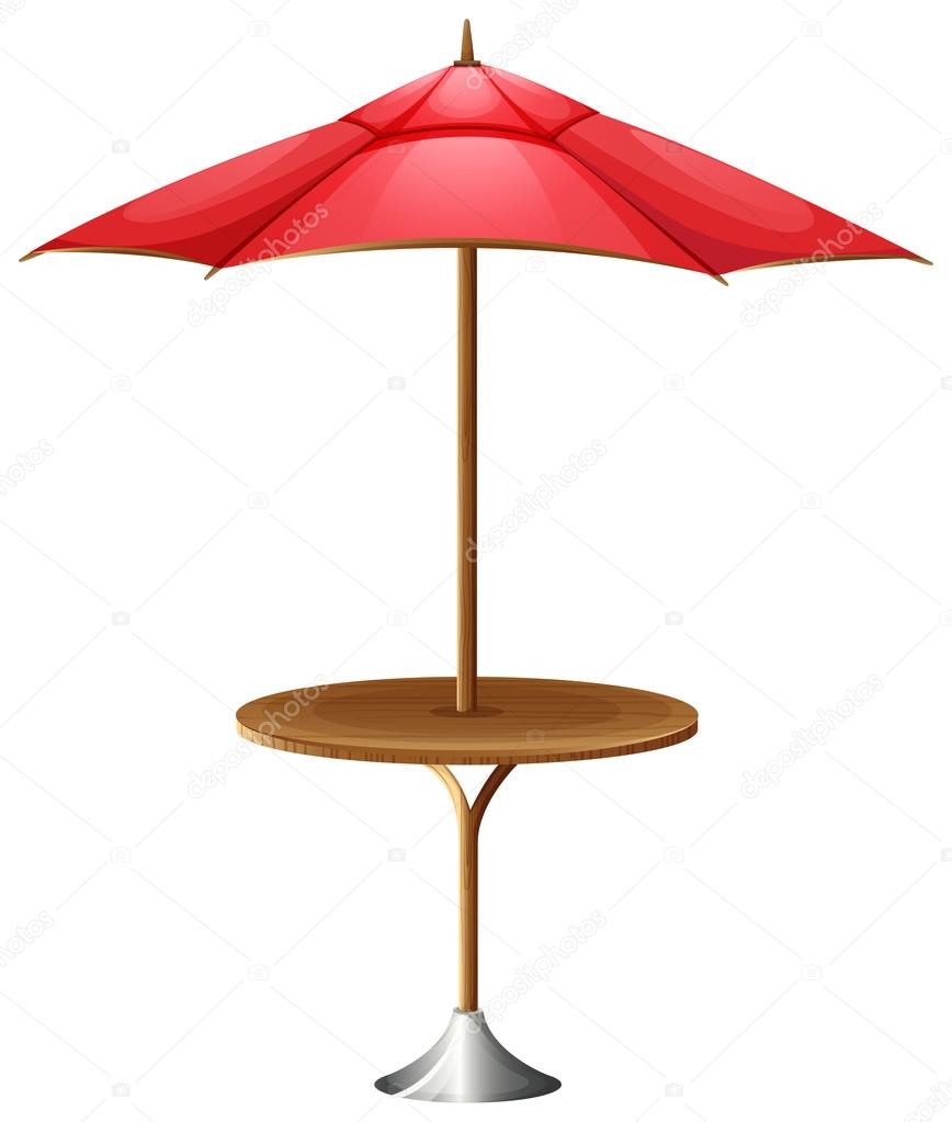 A table with an umbrella
