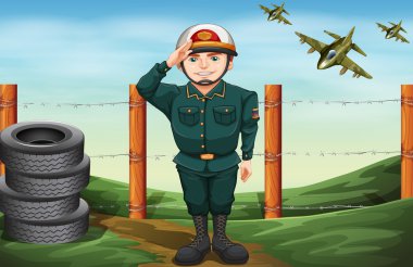 A brave soldier doing a hand salute clipart