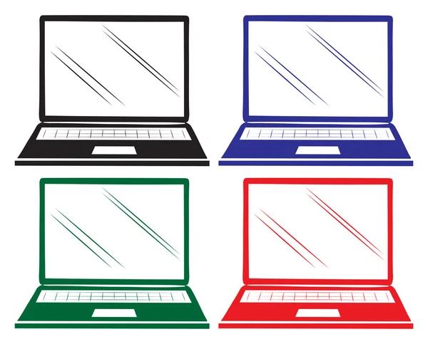 Čtyři barevné notebooky — Stockový vektor