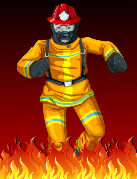 Een brandweerman — Stockvector