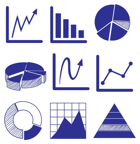 Diferentes gráficos en color azul — Vector de stock