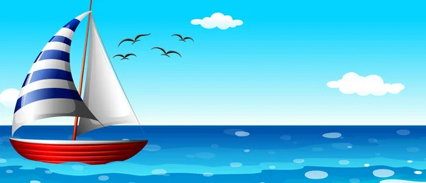 Un barco en el océano — Vector de stock