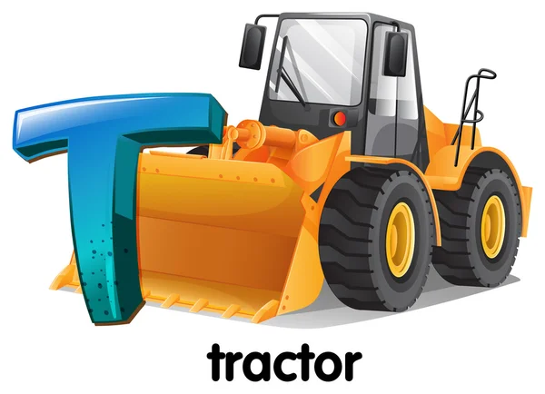 Ett brev t för traktor — Stock vektor