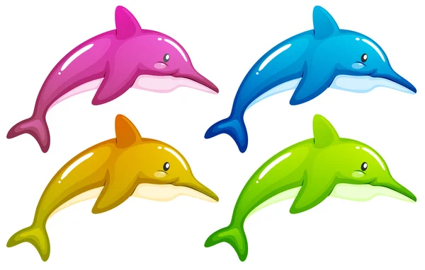Vier Delfine — Stockvektor