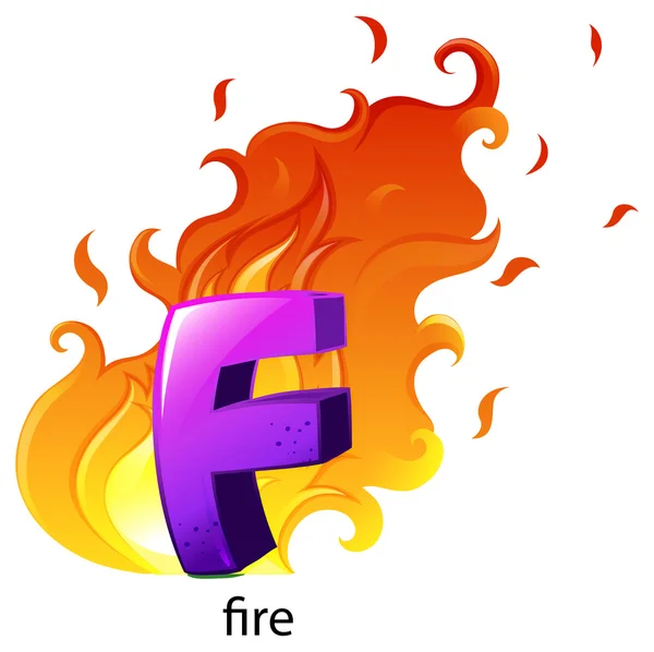 Una letra F de fuego — Vector de stock